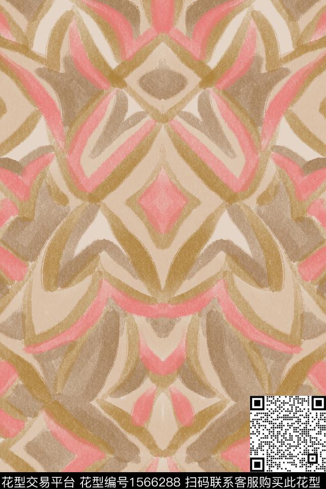 民族风线条笔触数码印花华亿平台下载（图片编号: 1566288） - 瓦栏（Walan）