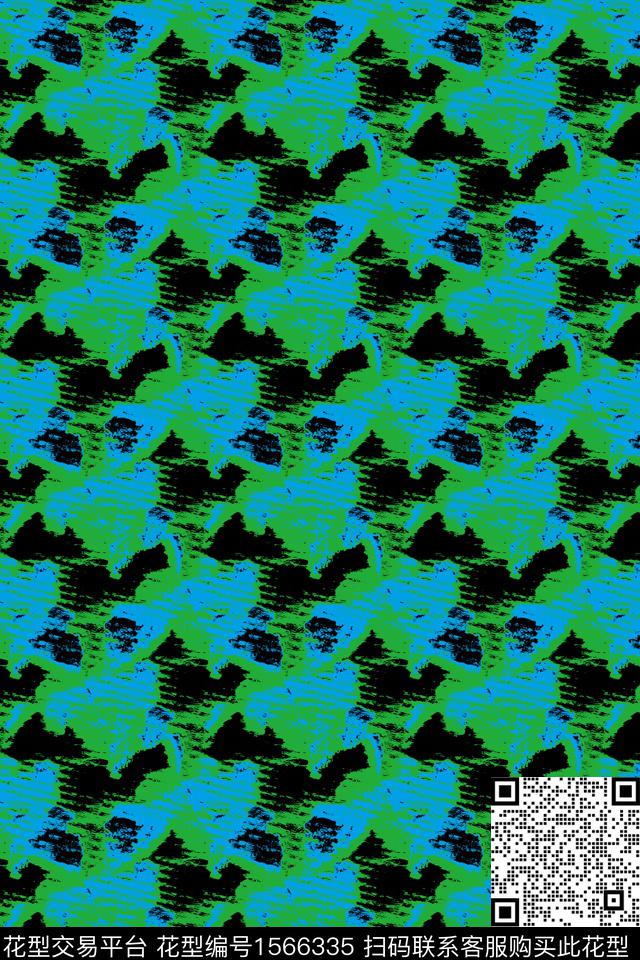 肌理绿色抽象数码印花华亿平台下载（图片编号: 1566335） - 瓦栏（Walan）