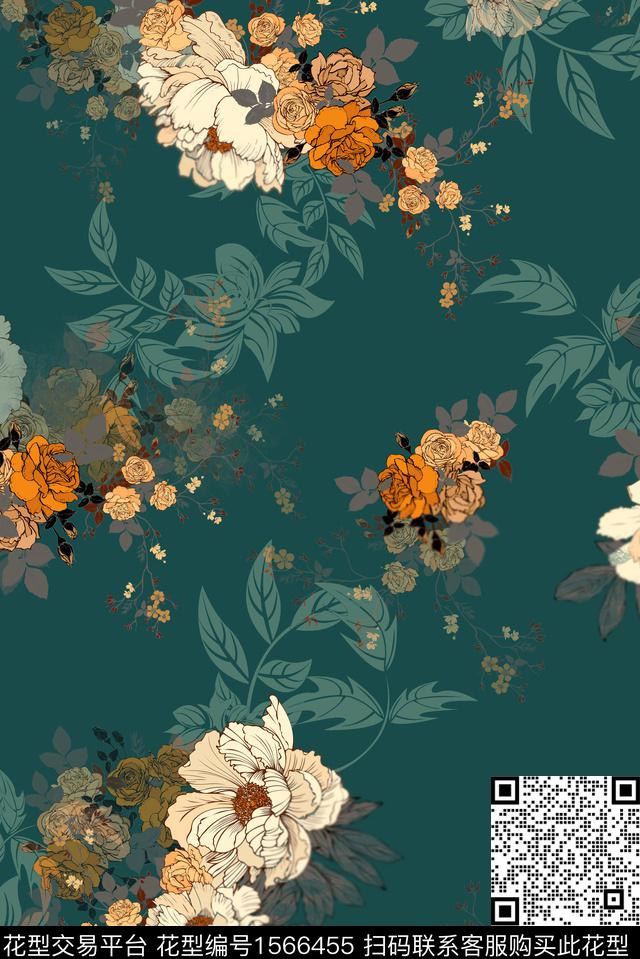 中老年女装花卉数码印花华亿平台下载（图片编号: 1566455） - 瓦栏（Walan）