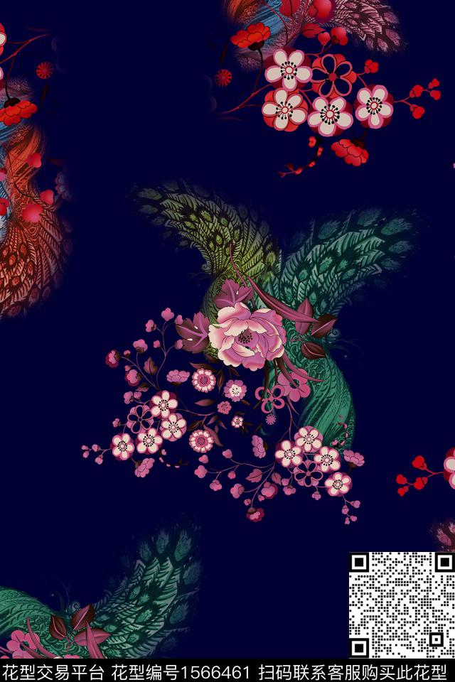 跳接花卉分形数码印花华亿平台下载（图片编号: 1566461） - 瓦栏（Walan）