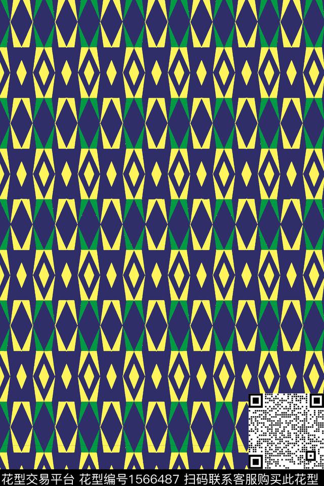 几何格子传统印花华亿平台下载（图片编号: 1566487） - 瓦栏（Walan）