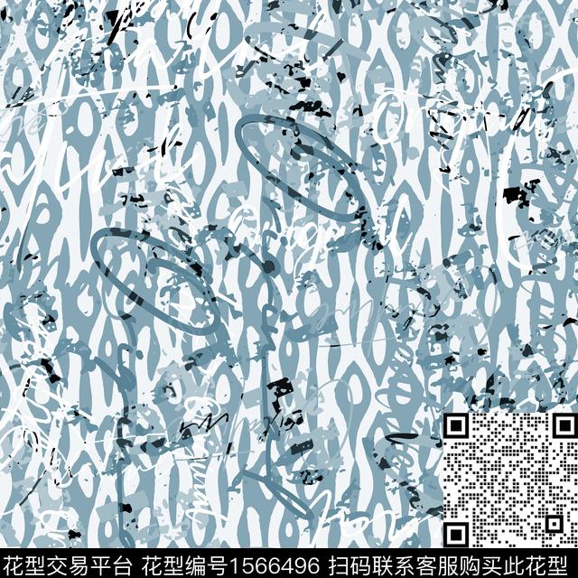 字母涂鸦抽象数码印花华亿平台下载（图片编号: 1566496） - 瓦栏（Walan）