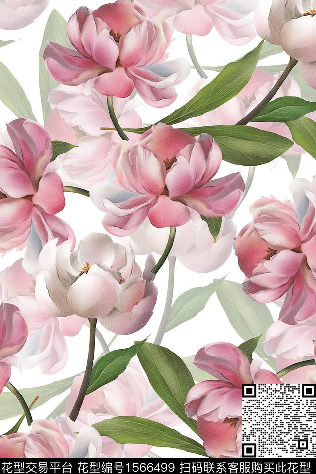 花卉大花影花数码印花华亿平台下载（图片编号: 1566499） - 瓦栏（Walan）