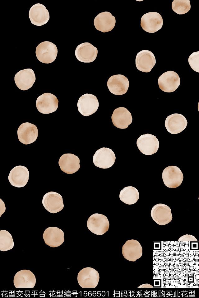 水彩波点黑底数码印花华亿平台下载（图片编号: 1566501） - 瓦栏（Walan）