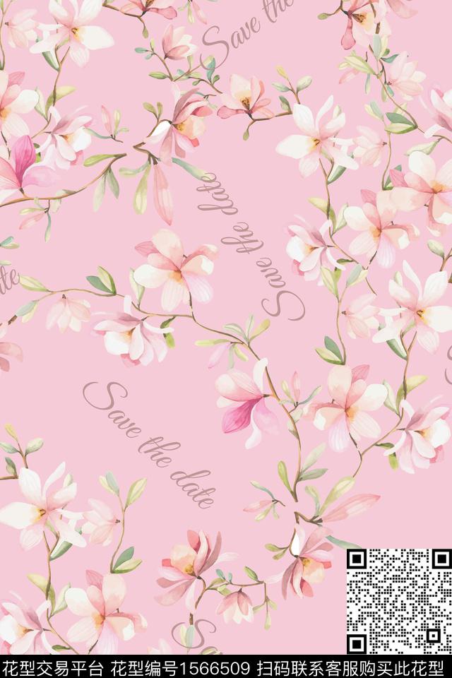 花卉字母春夏华亿平台数码印花华亿平台下载（图片编号: 1566509） - 瓦栏（Walan）
