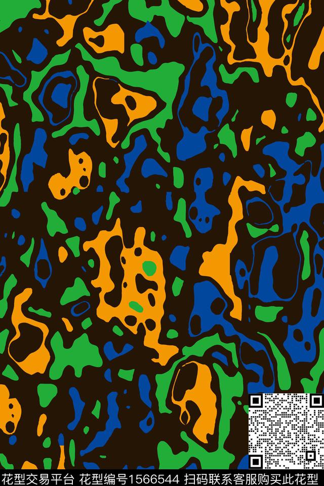撞色抽象数码印花华亿平台下载（图片编号: 1566544） - 瓦栏（Walan）