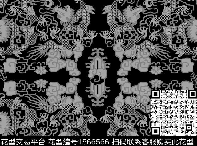 图腾龙生肖传统印花华亿平台下载（图片编号: 1566566） - 瓦栏（Walan）