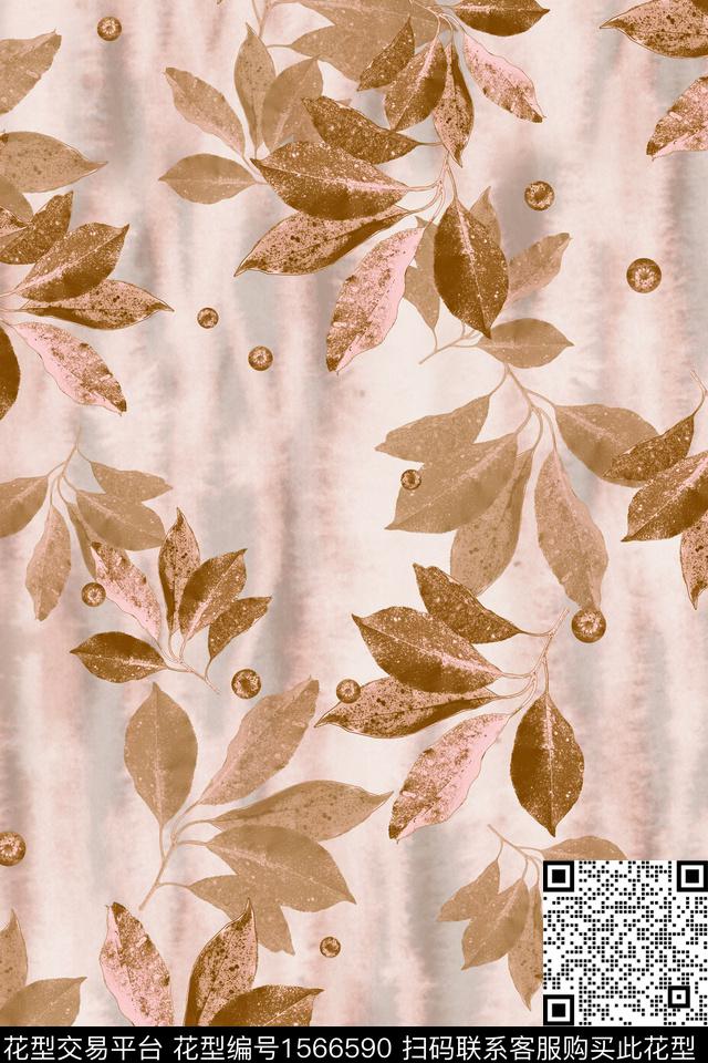 叶子棉麻底纹数码印花华亿平台下载（图片编号: 1566590） - 瓦栏（Walan）