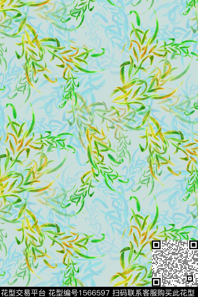 叶子影花数码印花华亿平台下载（图片编号: 1566597） - 瓦栏（Walan）