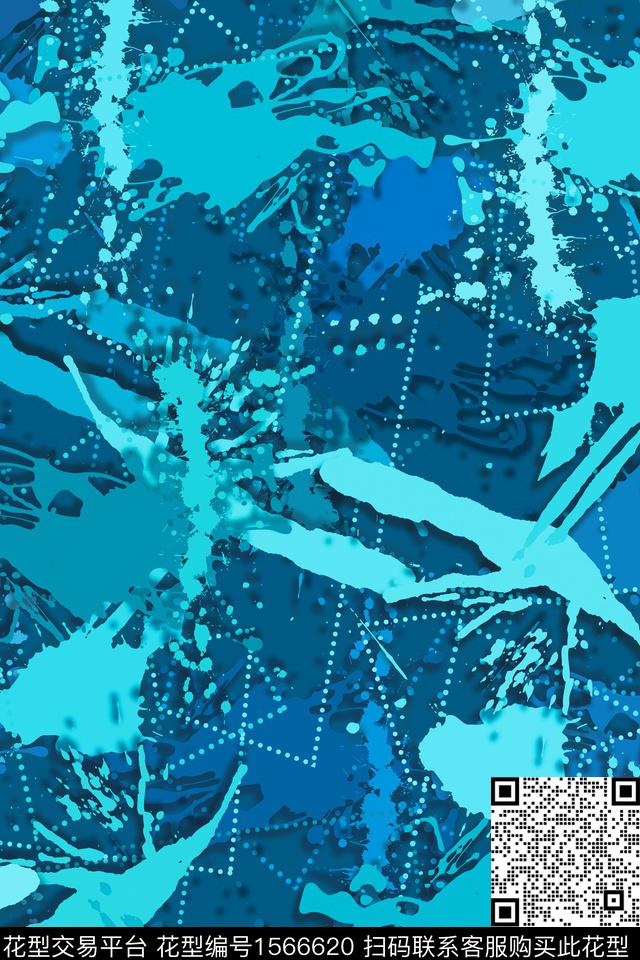 抽象波点数码印花华亿平台下载（图片编号: 1566620） - 瓦栏（Walan）