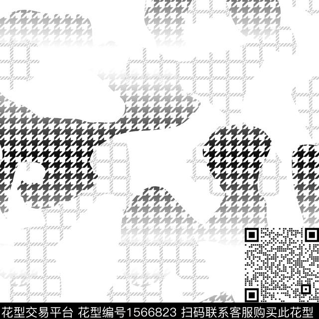 格子千鸟格渐变数码印花华亿平台下载（图片编号: 1566823） - 瓦栏（Walan）