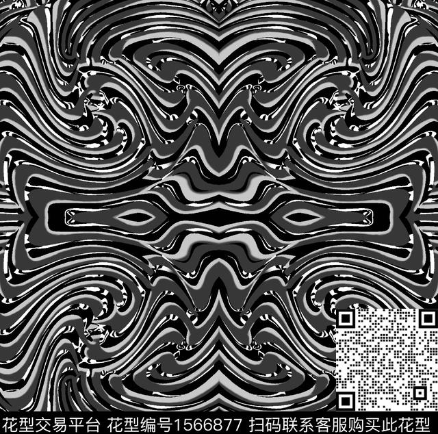 纹理抽象对称数码印花华亿平台下载（图片编号: 1566877） - 瓦栏（Walan）