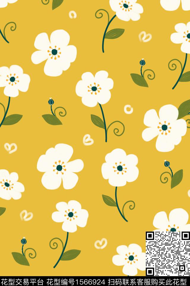 花卉清爽简约数码印花华亿平台下载（图片编号: 1566924） - 瓦栏（Walan）