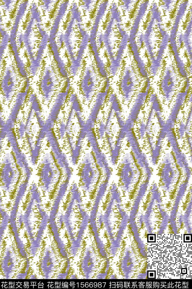 肌理格子紫色数码印花华亿平台下载（图片编号: 1566987） - 瓦栏（Walan）