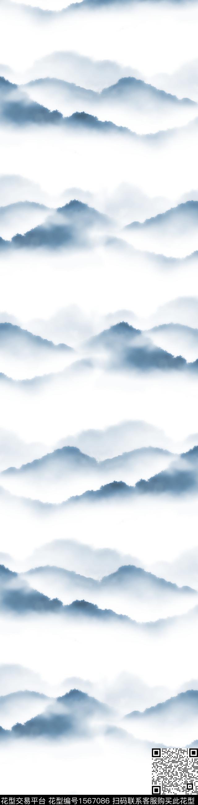 国画渐变中国风数码印花华亿平台下载（图片编号: 1567086） - 瓦栏（Walan）