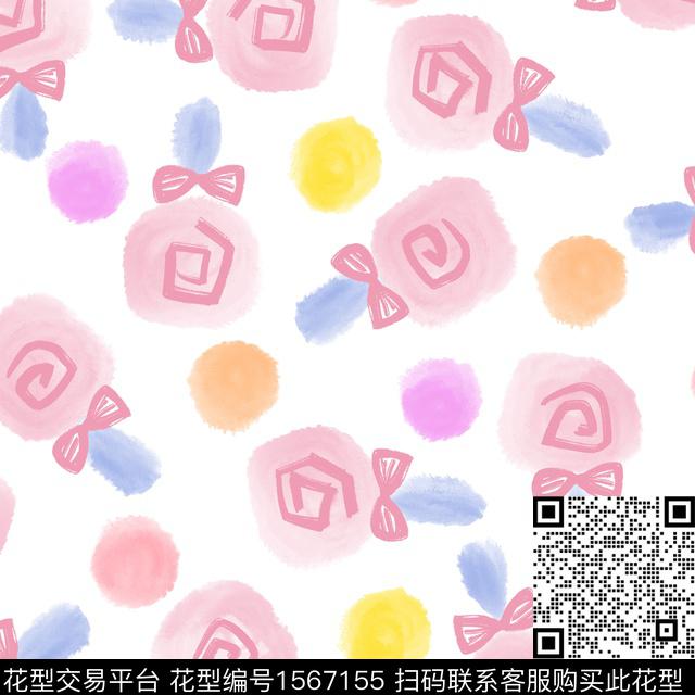 趣味水彩糖果数码印花华亿平台下载（图片编号: 1567155） - 瓦栏（Walan）