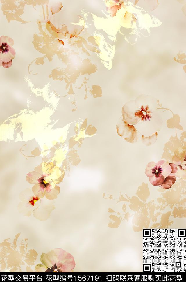 花卉连衣裙底纹数码印花华亿平台下载（图片编号: 1567191） - 瓦栏（Walan）