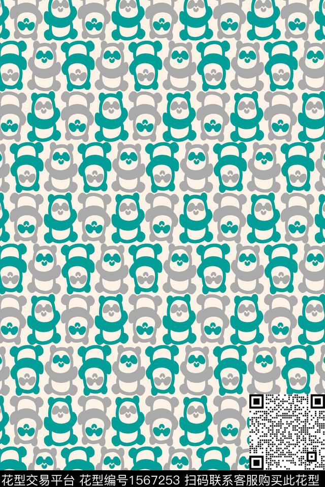 熊猫卡通趣味数码印花华亿平台下载（图片编号: 1567253） - 瓦栏（Walan）