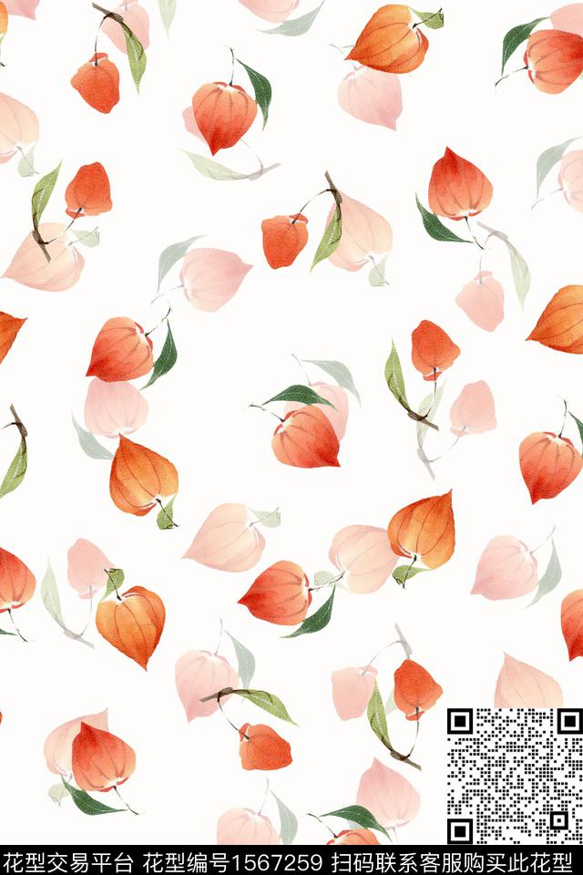 清爽影花灯笼果数码印花华亿平台下载（图片编号: 1567259） - 瓦栏（Walan）
