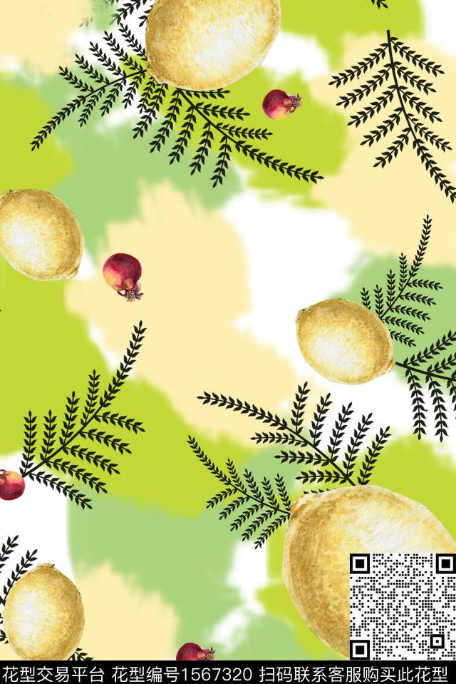 柠檬水果石榴数码印花华亿平台下载（图片编号: 1567320） - 瓦栏（Walan）