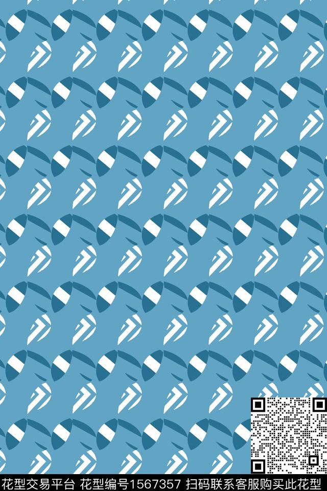 几何连续叶子传统印花华亿平台下载（图片编号: 1567357） - 瓦栏（Walan）