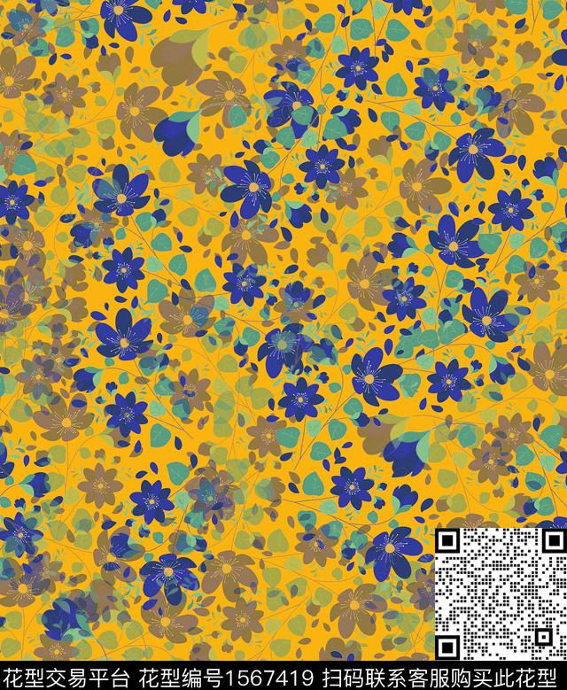 雪纺植物少女传统印花华亿平台下载（图片编号: 1567419） - 瓦栏（Walan）