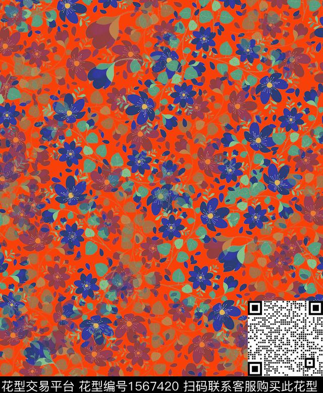 雪纺植物少女传统印花华亿平台下载（图片编号: 1567420） - 瓦栏（Walan）