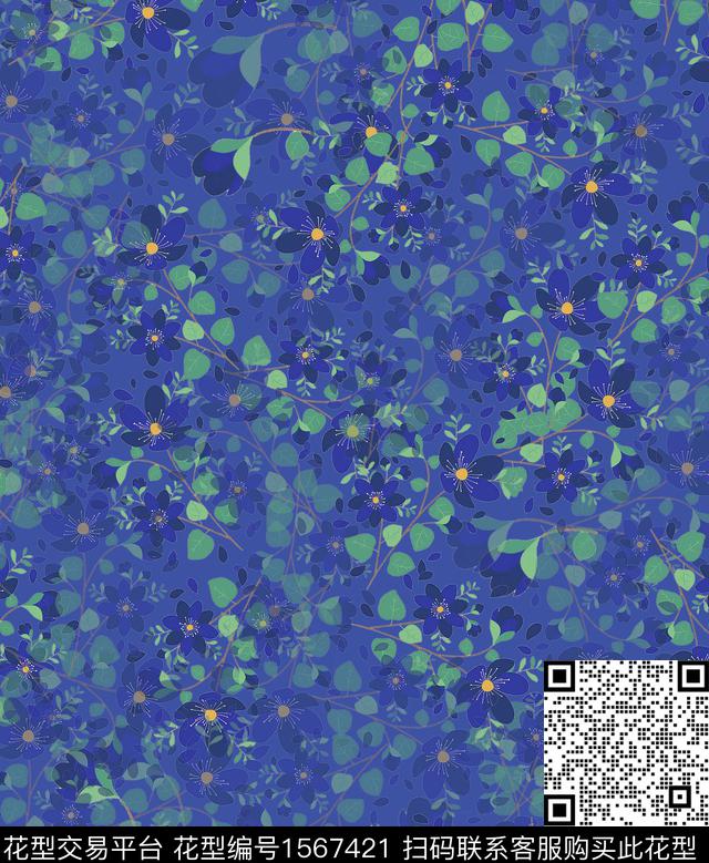 雪纺植物少女传统印花华亿平台下载（图片编号: 1567421） - 瓦栏（Walan）