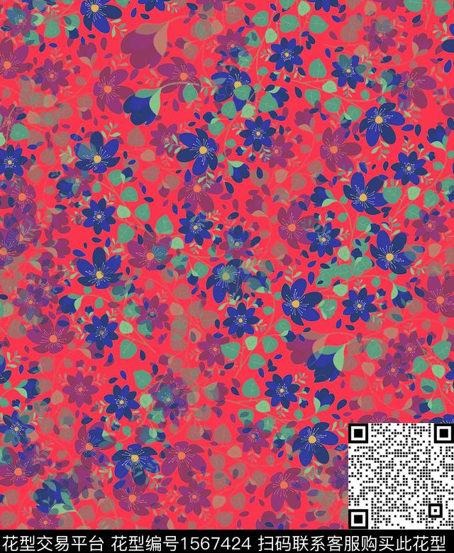 雪纺植物少女传统印花华亿平台下载（图片编号: 1567424） - 瓦栏（Walan）