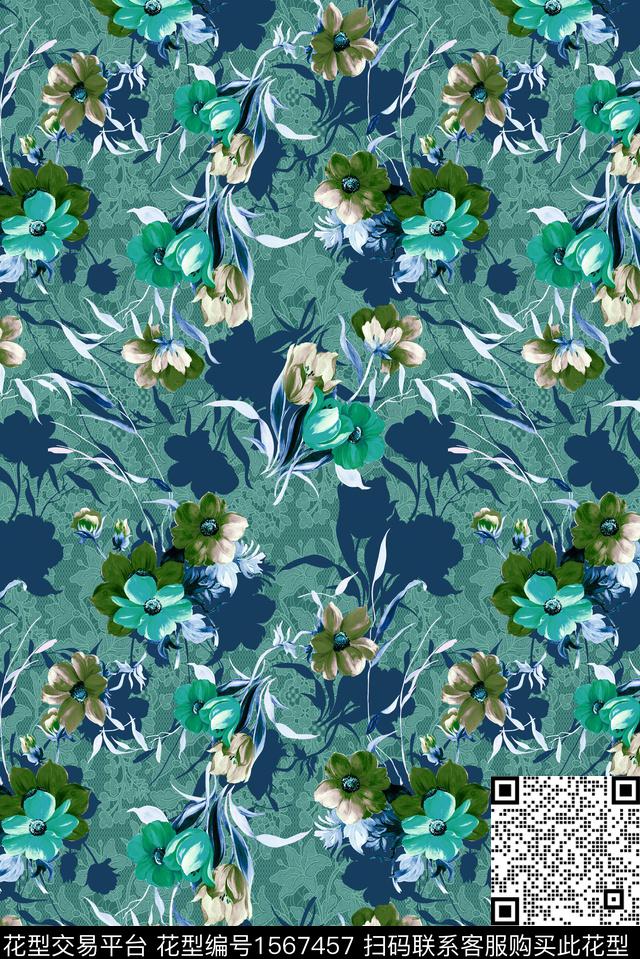 蕾丝中老年女装花卉数码印花华亿平台下载（图片编号: 1567457） - 瓦栏（Walan）