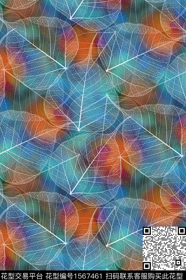 叶子网纹叠加数码印花华亿平台下载（图片编号: 1567461） - 瓦栏（Walan）