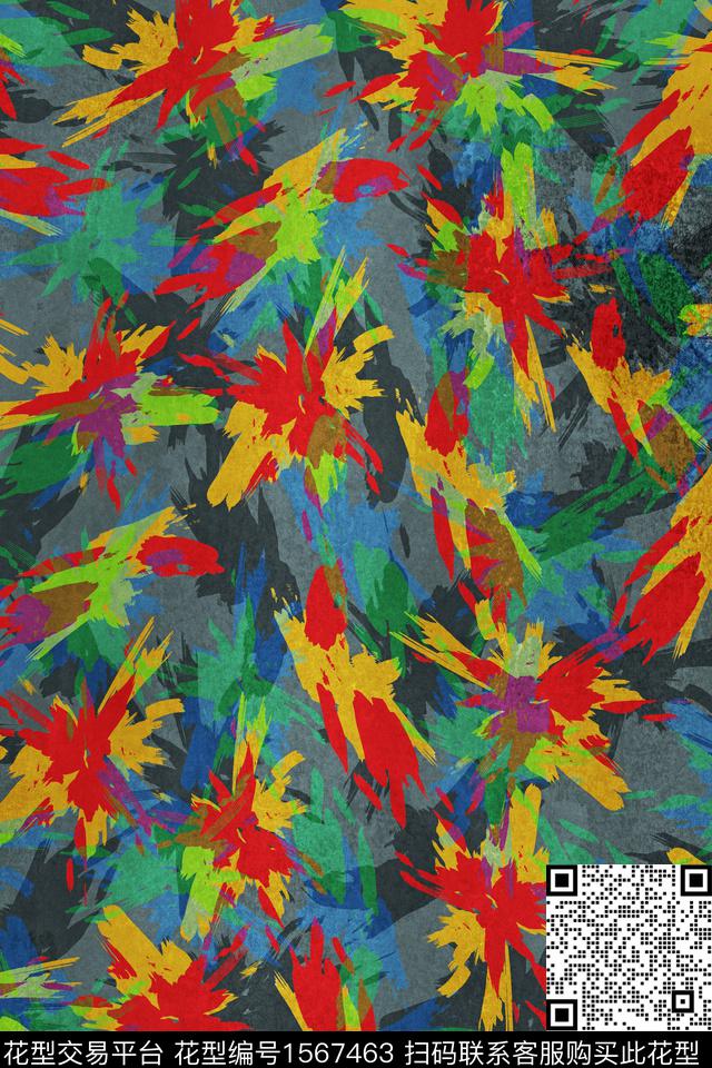抽象中老年女装涂鸦数码印花华亿平台下载（图片编号: 1567463） - 瓦栏（Walan）