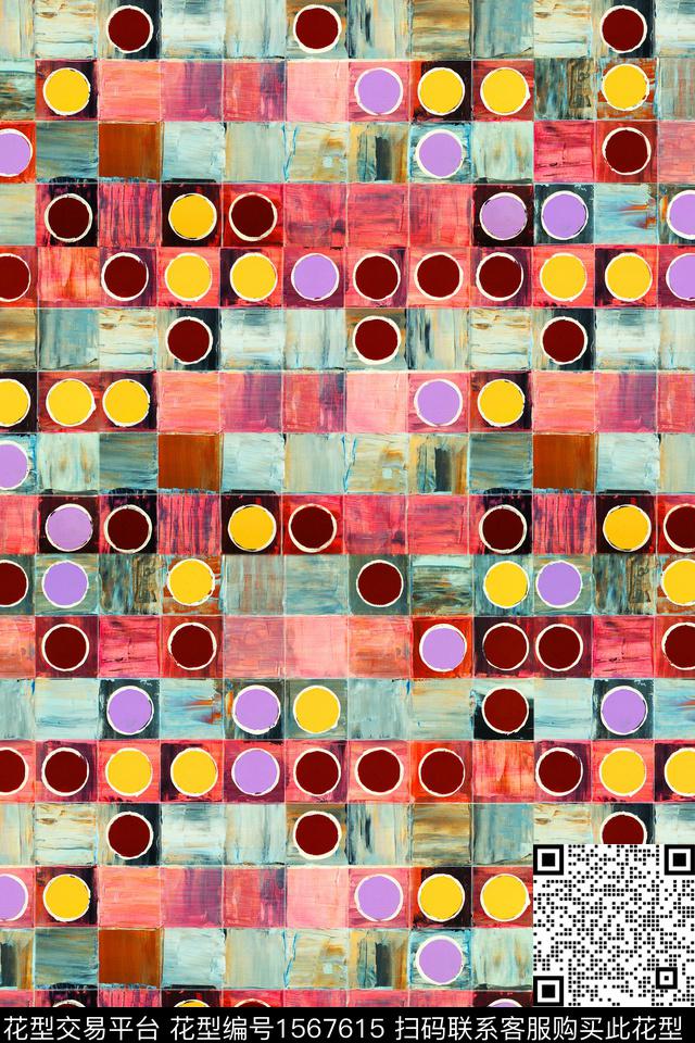 几何格子抽象数码印花华亿平台下载（图片编号: 1567615） - 瓦栏（Walan）