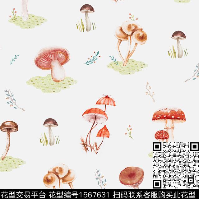 小清新水彩手绘数码印花华亿平台下载（图片编号: 1567631） - 瓦栏（Walan）