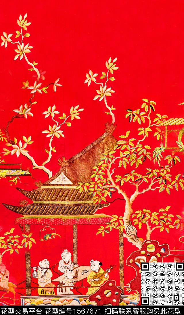 定位花真丝抽象数码印花华亿平台下载（图片编号: 1567671） - 瓦栏（Walan）