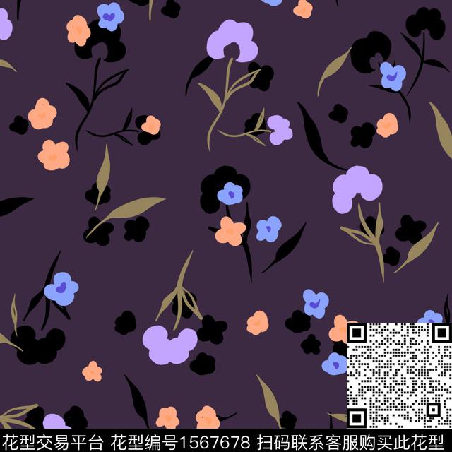 连衣裙花卉数码印花华亿平台下载（图片编号: 1567678） - 瓦栏（Walan）