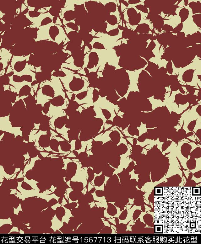 雪纺抽象花卉连衣裙传统印花华亿平台下载（图片编号: 1567713） - 瓦栏（Walan）