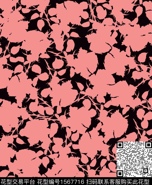 雪纺抽象花卉连衣裙传统印花华亿平台下载（图片编号: 1567716） - 瓦栏（Walan）