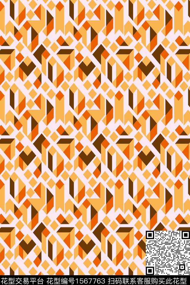 几何碎片传统印花华亿平台下载（图片编号: 1567763） - 瓦栏（Walan）