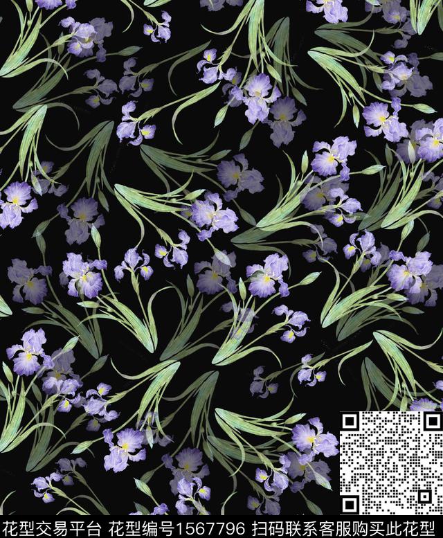 花卉水彩花卉影花数码印花华亿平台下载（图片编号: 1567796） - 瓦栏（Walan）