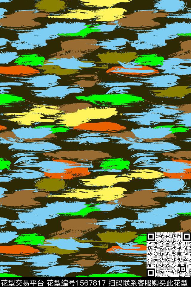 笔触抽象数码印花华亿平台下载（图片编号: 1567817） - 瓦栏（Walan）