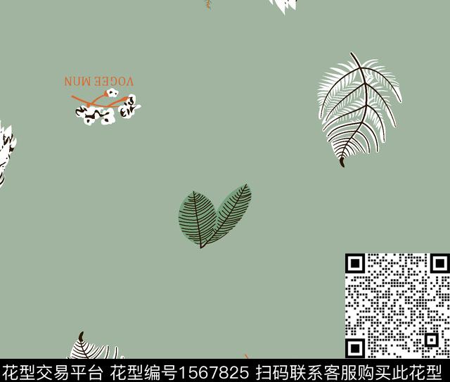 花卉字母绿植树叶数码印花华亿平台下载（图片编号: 1567825） - 瓦栏（Walan）
