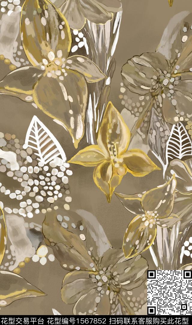 花卉抽象花卉斑点数码印花华亿平台下载（图片编号: 1567852） - 瓦栏（Walan）