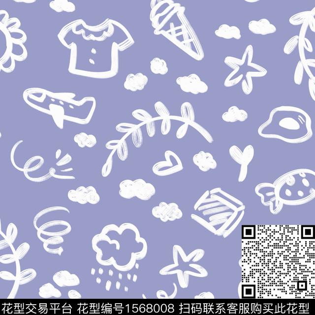 趣味简笔画笔触数码印花华亿平台下载（图片编号: 1568008） - 瓦栏（Walan）