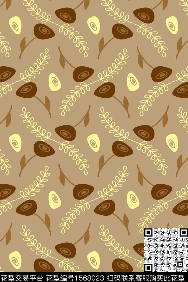 花卉简约叶子数码印花华亿平台下载（图片编号: 1568023） - 瓦栏（Walan）