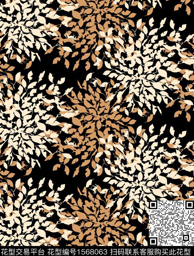 叶子剪影传统印花华亿平台下载（图片编号: 1568063） - 瓦栏（Walan）