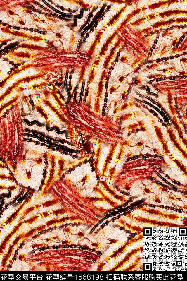 线条肌理抽象数码印花华亿平台下载（图片编号: 1568198） - 瓦栏（Walan）