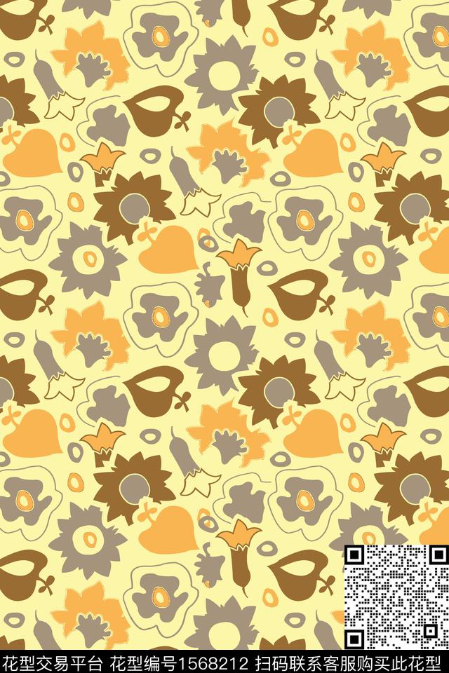花卉抽象花卉平面花卉传统印花华亿平台下载（图片编号: 1568212） - 瓦栏（Walan）