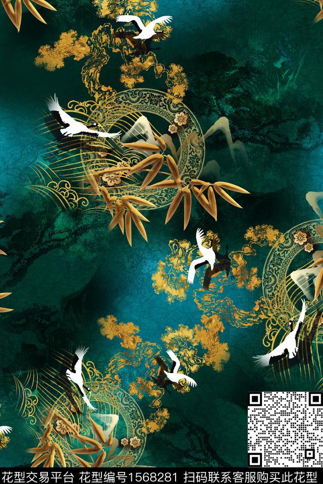 国画花鸟中国风数码印花华亿平台下载（图片编号: 1568281） - 瓦栏（Walan）