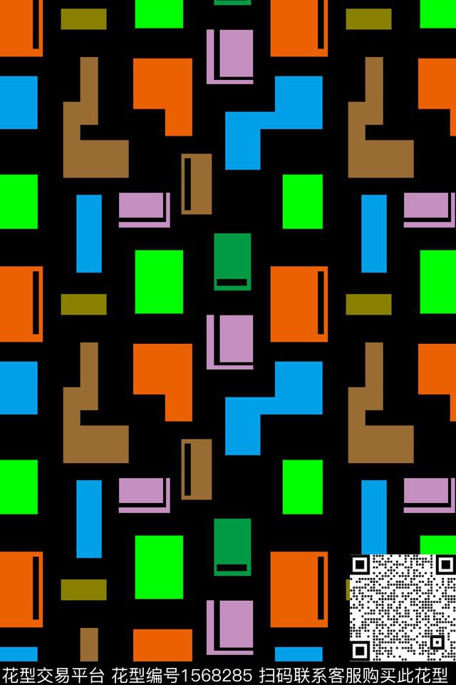 几何拼色色块传统印花华亿平台下载（图片编号: 1568285） - 瓦栏（Walan）